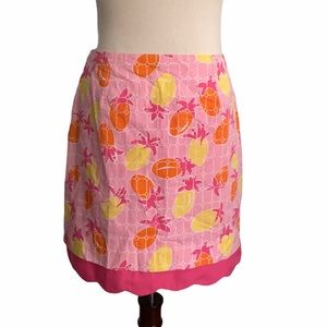 Lilly Pulitzer Vintage Spanish Tiles Pineapple Pink Scalloped Skirt - 2